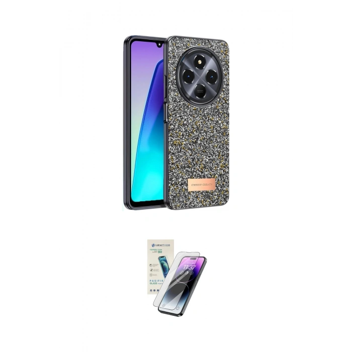 MARSİLYAN™- Redmi 14C Kılıf Vadi Klasik Serisi - Şeffaf Pasifik Cam Ekran Koruyucu
