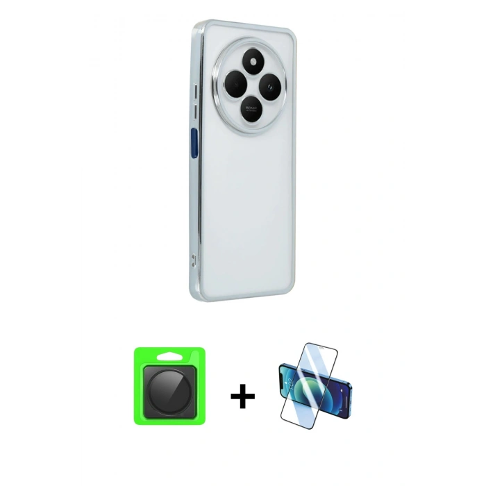 MARSİLYAN™- Redmi 14C Kılıf Vadi Minimal - Siyah 3D Antistatik Seramik Nano Ekran Koruyucu + Raze Metal Kamera Lens - SH