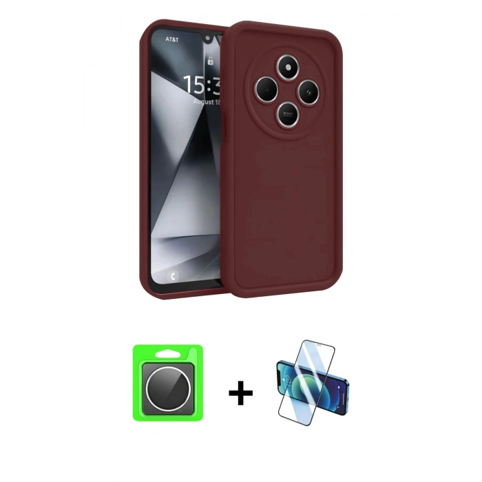 MARSİLYAN™- Redmi 14C Kılıf Yankı Yansıma Özel Seri - Siyah 3D Antistatik Seramik Nano Ekran Koruyucu + Raze Metal Kamera Lens - GS