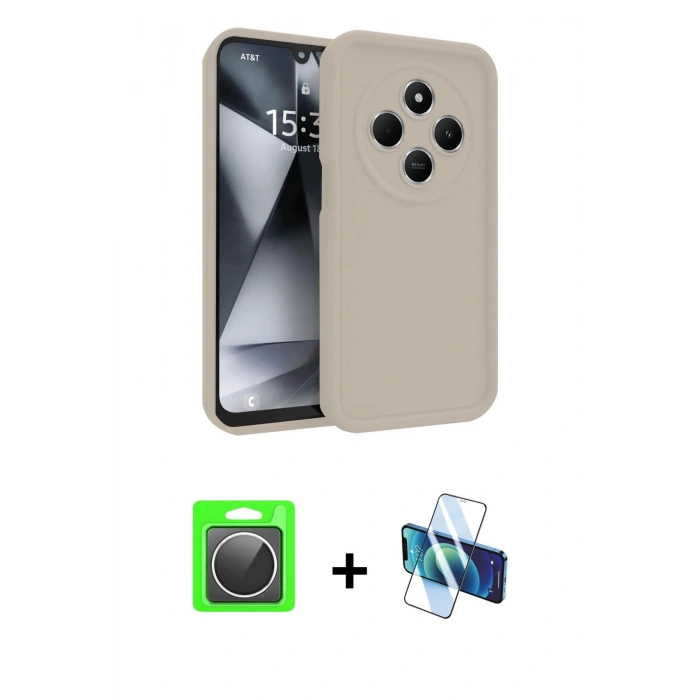 MARSİLYAN™- Redmi 14C Kılıf Yankı Yansıma Özel Seri - Siyah 3D Antistatik Seramik Nano Ekran Koruyucu + Raze Metal Kamera Lens - GS
