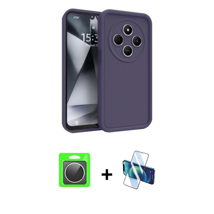 MARSİLYAN™- Redmi 14C Kılıf Yankı Yansıma Özel Seri - Siyah 3D Antistatik Seramik Nano Ekran Koruyucu + Raze Metal Kamera Lens - GS
