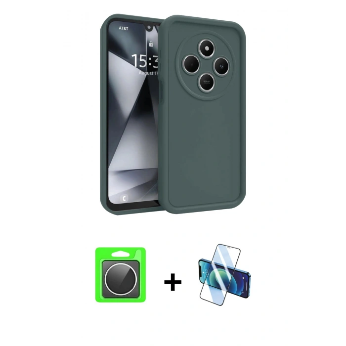 MARSİLYAN™- Redmi 14C Kılıf Yankı Yansıma Özel Seri - Siyah 3D Antistatik Seramik Nano Ekran Koruyucu + Raze Metal Kamera Lens - GS