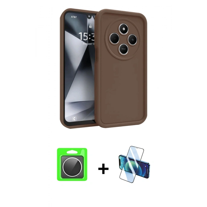 MARSİLYAN™- Redmi 14C Kılıf Yankı Yansıma Özel Seri - Siyah 3D Antistatik Seramik Nano Ekran Koruyucu + Raze Metal Kamera Lens - GS