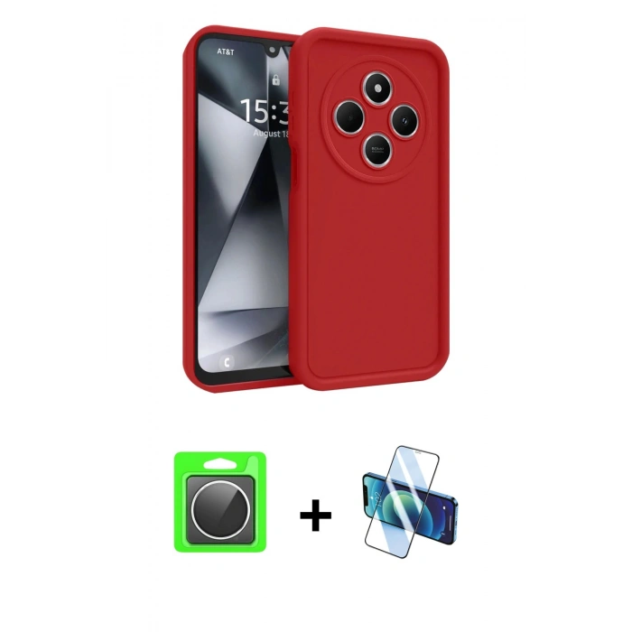 MARSİLYAN™- Redmi 14C Kılıf Yankı Yansıma Özel Seri - Siyah 3D Antistatik Seramik Nano Ekran Koruyucu + Raze Metal Kamera Lens - GS