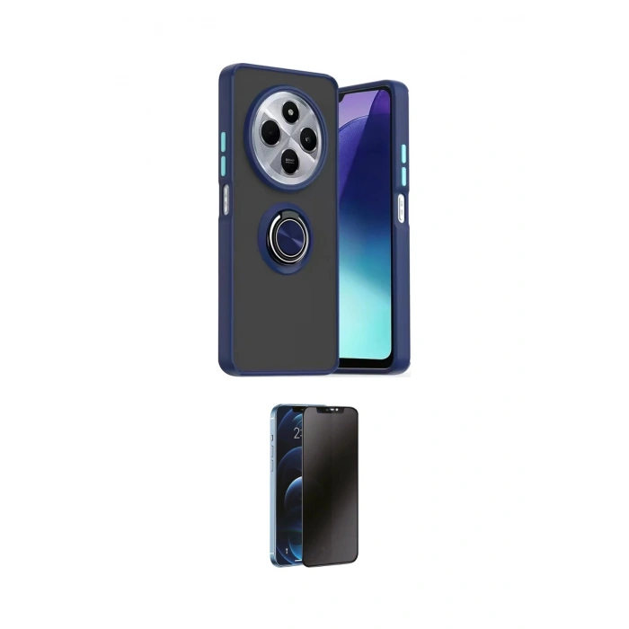 MARSİLYAN™- Redmi 14C Kılıf Yörünge Çizgi - Siyah 3D Antistatik Hayalet Cam Ekran Koruyucu