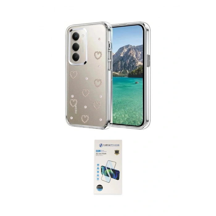 MARSİLYAN™- Redmi 15 4G Kılıf Yörünge Form - Siyah 3D Antistatik Cam Ekran Koruyucu