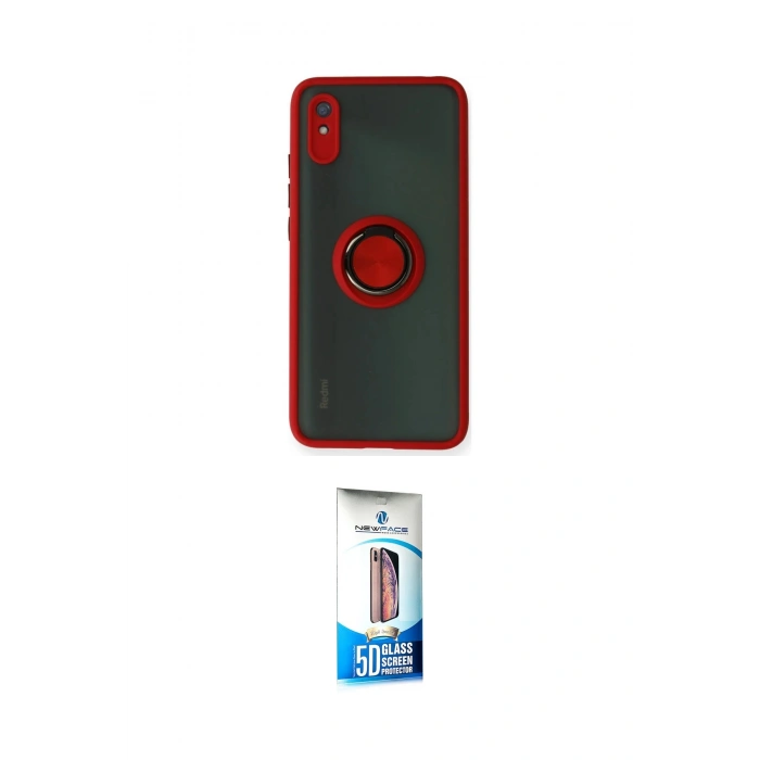 MARSİLYAN™- Redmi 9A Kılıf Yörünge Çizgi - Siyah 5D Eko Cam Ekran Koruyucu