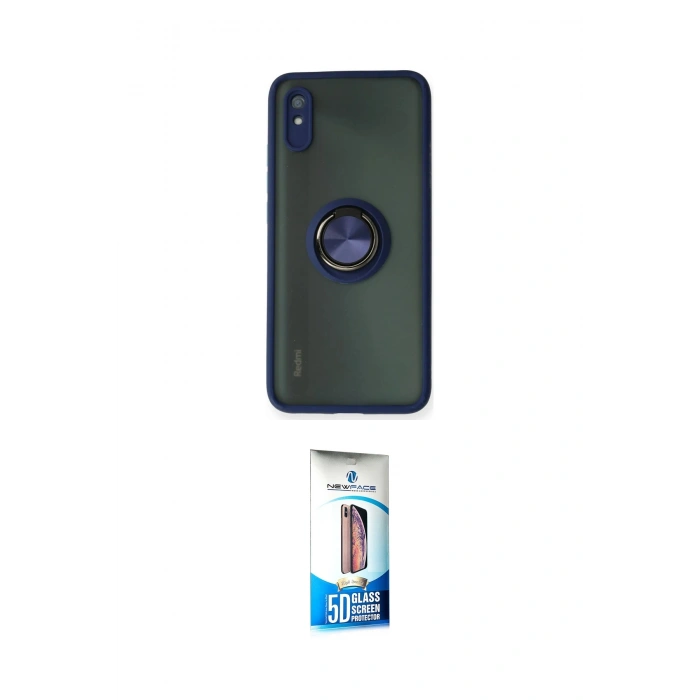 MARSİLYAN™- Redmi 9A Kılıf Yörünge Çizgi - Siyah 5D Eko Cam Ekran Koruyucu