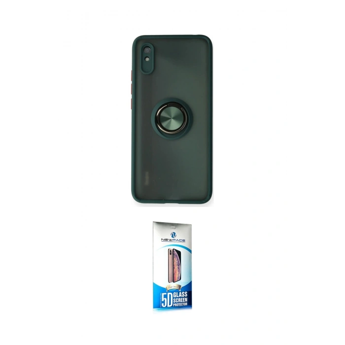 MARSİLYAN™- Redmi 9A Kılıf Yörünge Çizgi - Siyah 5D Eko Cam Ekran Koruyucu