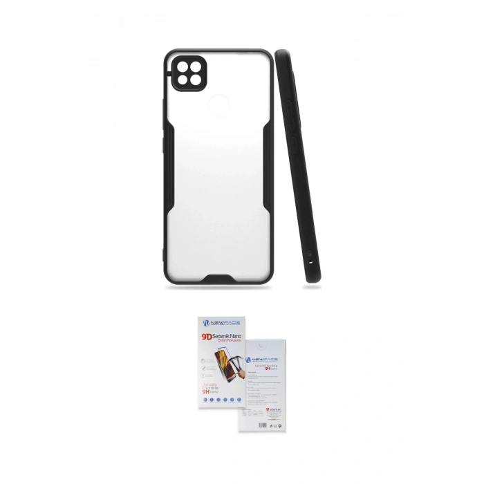 MARSİLYAN™- Redmi 9C Kılıf Atlas Asil Serisi - Siyah Seramik Nano Ekran Koruyucu
