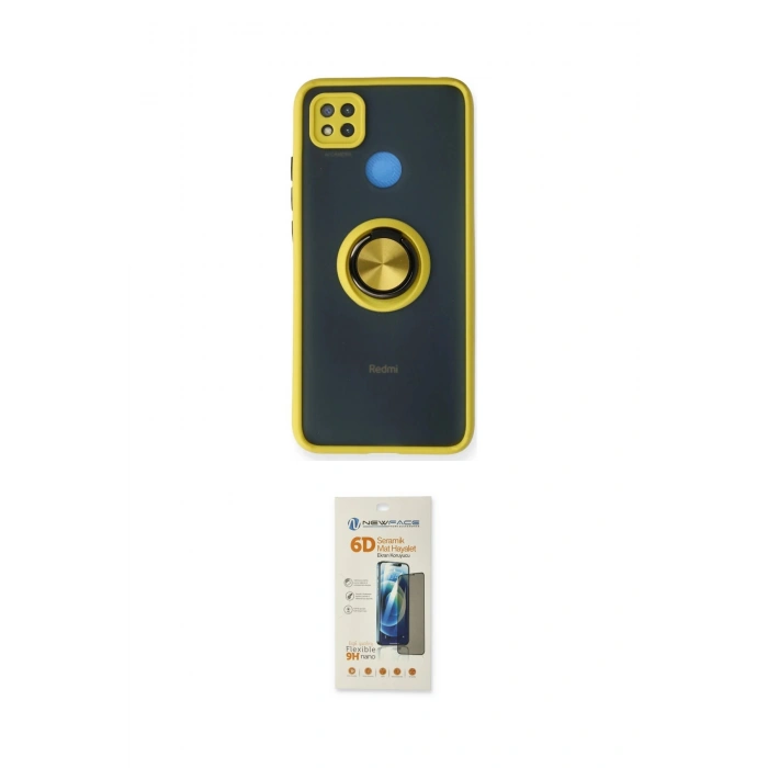 MARSİLYAN™- Redmi 9C Kılıf Yörünge Çizgi - Siyah 6D Mat Seramik Hayalet Nano Ekran Koruyucu
