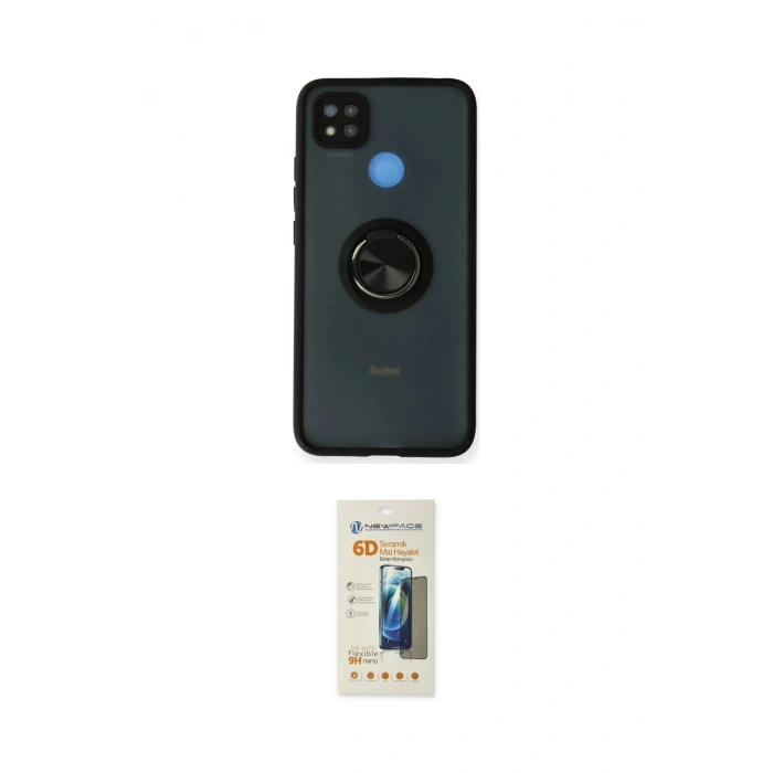 MARSİLYAN™- Redmi 9C Kılıf Yörünge Çizgi - Siyah 6D Mat Seramik Hayalet Nano Ekran Koruyucu