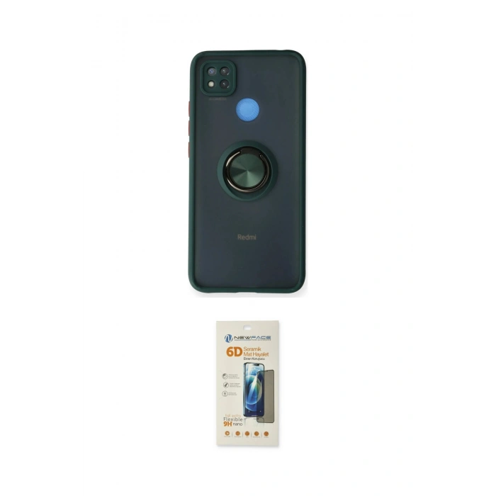 MARSİLYAN™- Redmi 9C Kılıf Yörünge Çizgi - Siyah 6D Mat Seramik Hayalet Nano Ekran Koruyucu