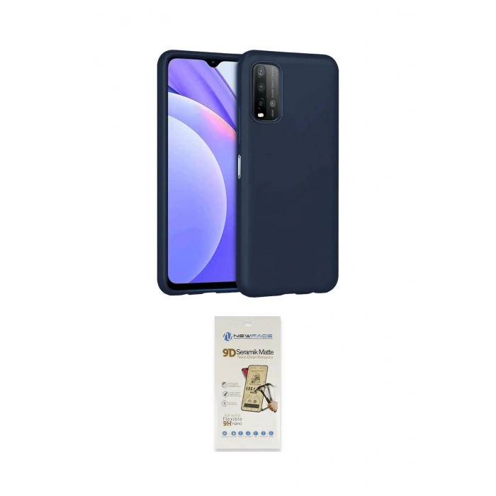 MARSİLYAN™- Redmi 9T Kılıf Ahenk Serisi - Siyah Mat Seramik Nano Ekran Koruyucu