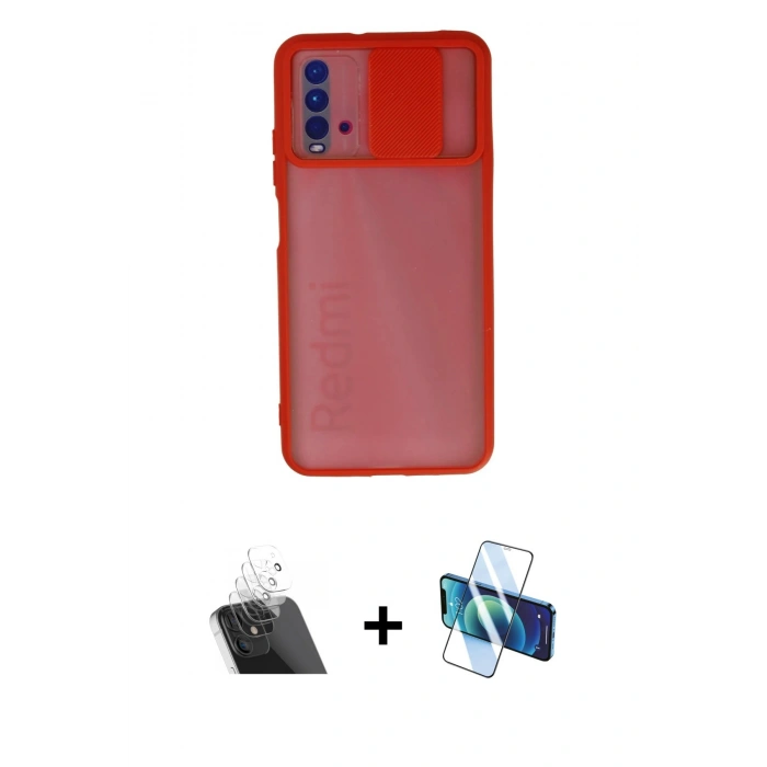 MARSİLYAN™- Redmi 9T Kılıf Vadi Çizgi - Siyah 3D Antistatik Seramik Nano Ekran Koruyucu + Kamera Lens Koruma Cam - SF