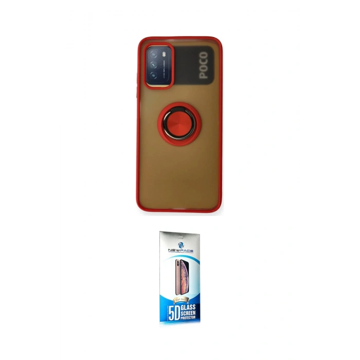 MARSİLYAN™- Redmi 9T Kılıf Yörünge Çizgi - Siyah 5D Eko Cam Ekran Koruyucu