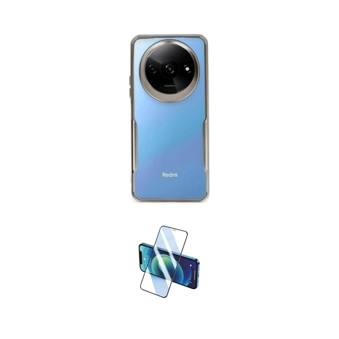 MARSİLYAN™- Redmi A3 4G Kılıf Akış Çizgi Koleksiyonu - Siyah 3D Antistatik Seramik Nano Ekran Koruyucu