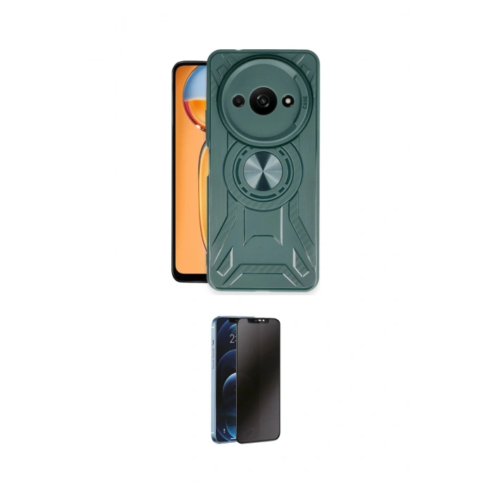 MARSİLYAN™- Redmi A3 4G Kılıf Nova Yansıma Prime - Siyah 3D Antistatik Hayalet Cam Ekran Koruyucu