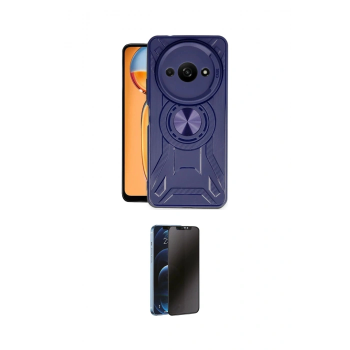 MARSİLYAN™- Redmi A3 4G Kılıf Nova Yansıma Prime - Siyah 3D Antistatik Hayalet Cam Ekran Koruyucu