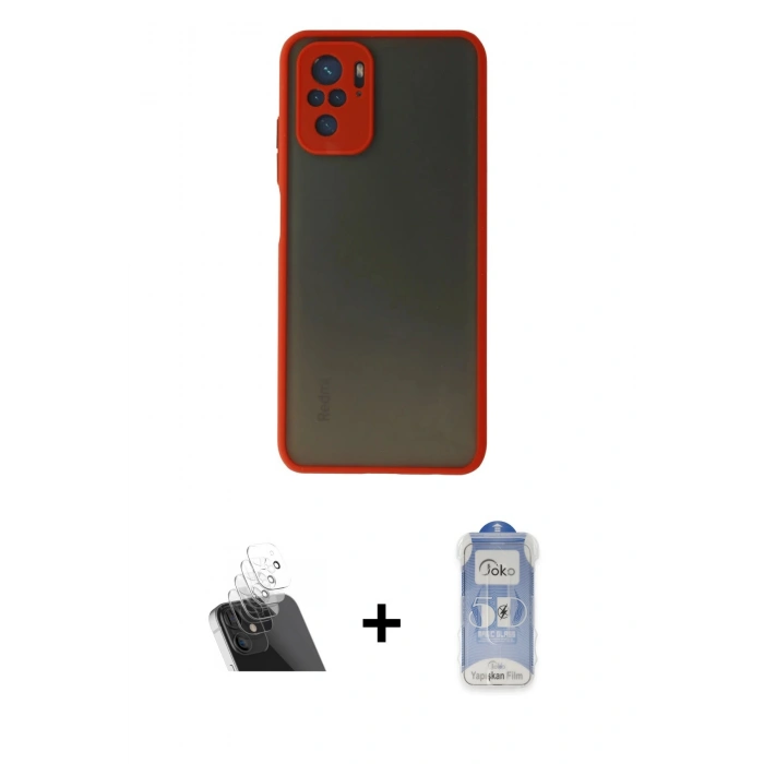 MARSİLYAN™- Redmi Note 10 Kılıf Ahenk Çizgi Serisi - Şeffaf Joko Magic 5D Cam + Kamera Lens Koruma Cam - SF