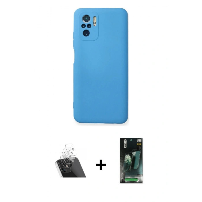 MARSİLYAN™- Redmi Note 10 Kılıf Ahenk Serisi - Şeffaf 360 Full Body Arka Koruyucu + Kamera Lens Koruma Cam - SF