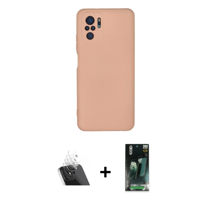 MARSİLYAN™- Redmi Note 10 Kılıf Ahenk Serisi - Şeffaf 360 Full Body Arka Koruyucu + Kamera Lens Koruma Cam - SF
