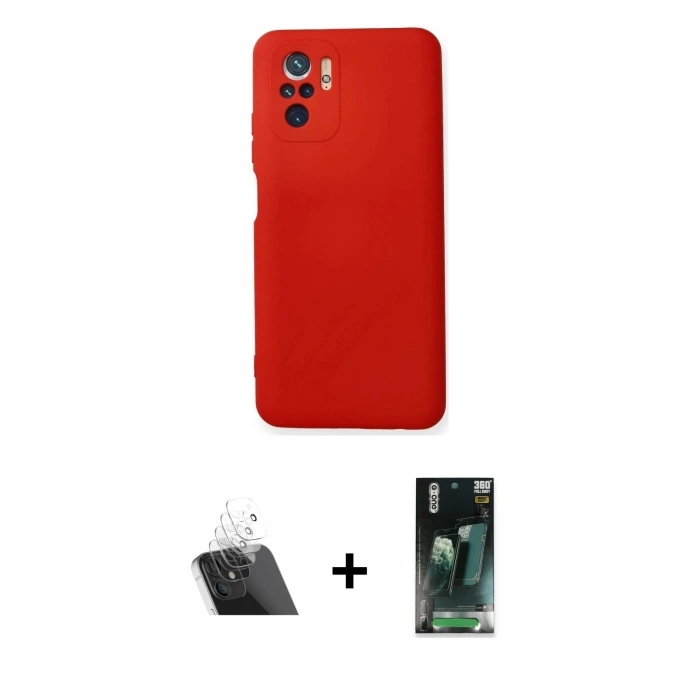 MARSİLYAN™- Redmi Note 10 Kılıf Ahenk Serisi - Şeffaf 360 Full Body Arka Koruyucu + Kamera Lens Koruma Cam - SF