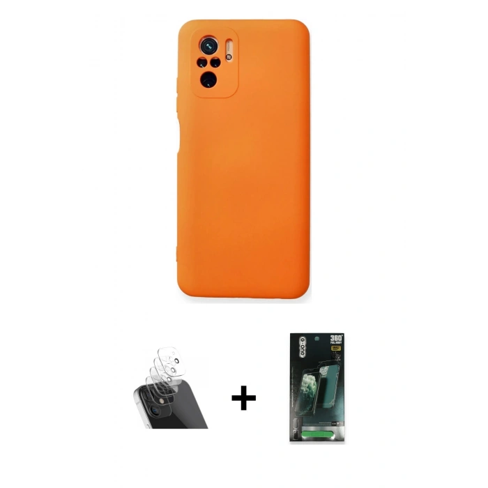 MARSİLYAN™- Redmi Note 10 Kılıf Ahenk Serisi - Şeffaf 360 Full Body Arka Koruyucu + Kamera Lens Koruma Cam - SF