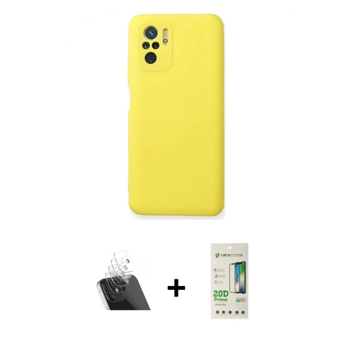 MARSİLYAN™- Redmi Note 10 Kılıf Ahenk Serisi - Siyah 20D Premium Cam Ekran Koruyucu + Şeffaf Kamera Lens Koruma Cam