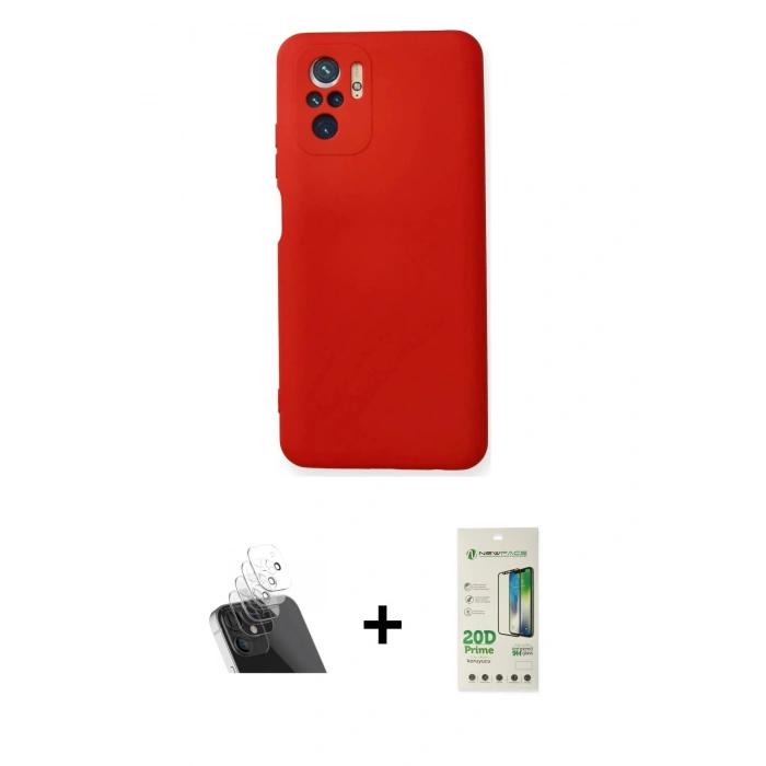 MARSİLYAN™- Redmi Note 10 Kılıf Ahenk Serisi - Siyah 20D Premium Cam Ekran Koruyucu + Şeffaf Kamera Lens Koruma Cam