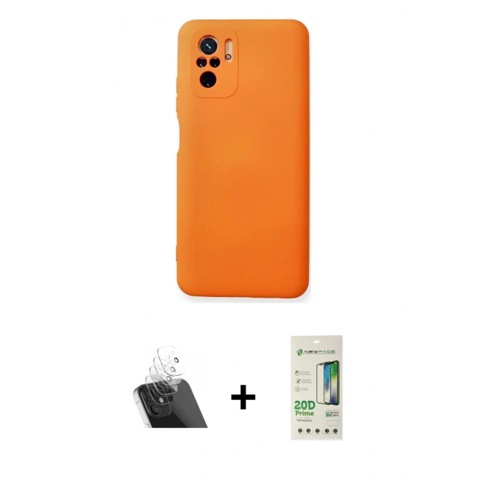 MARSİLYAN™- Redmi Note 10 Kılıf Ahenk Serisi - Siyah 20D Premium Cam Ekran Koruyucu + Şeffaf Kamera Lens Koruma Cam