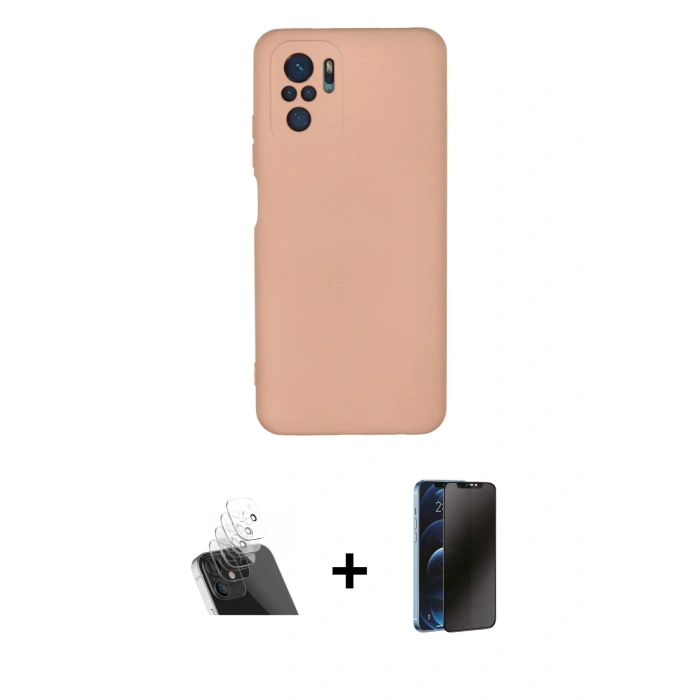 MARSİLYAN™- Redmi Note 10 Kılıf Ahenk Serisi - Siyah 3D Antistatik Hayalet Cam Ekran Koruyucu + Kamera Lens Koruma Cam - SF