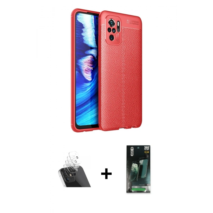 MARSİLYAN™- Redmi Note 10 Kılıf Doruk Klasik Özel Seri - Şeffaf 360 Full Body Arka Koruyucu + Kamera Lens Koruma Cam - SF