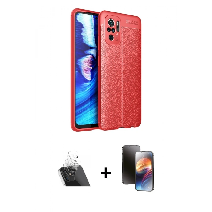 MARSİLYAN™- Redmi Note 10 Kılıf Doruk Klasik Özel Seri - Siyah 3D Antistatik Mat Seramik Nano Ekran Koruyucu + Şeffaf Kamera Lens Koruma Cam