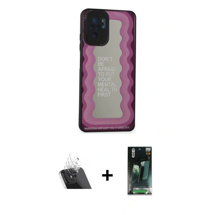 MARSİLYAN™- Redmi Note 10 Kılıf Odak Klasik Serisi - Şeffaf 360 Full Body Arka Koruyucu + Kamera Lens Koruma Cam - SF