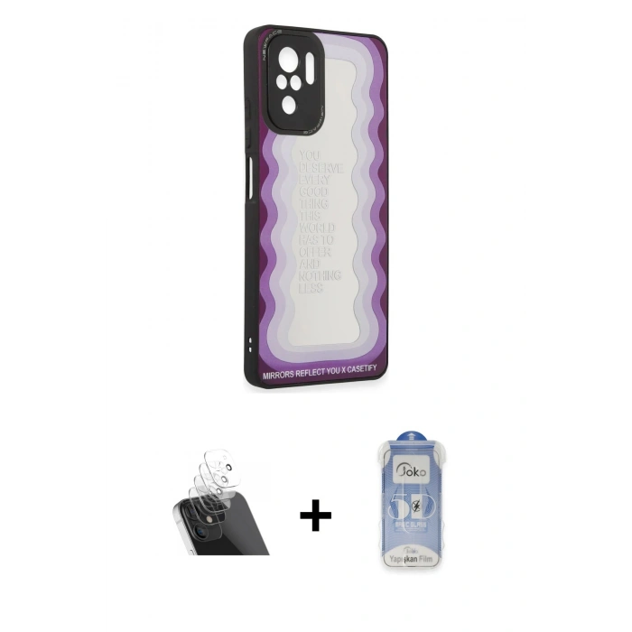 MARSİLYAN™- Redmi Note 10 Kılıf Odak Klasik Serisi - Şeffaf Joko Magic 5D Cam + Kamera Lens Koruma Cam - SF