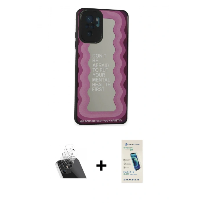 MARSİLYAN™- Redmi Note 10 Kılıf Odak Klasik Serisi - Şeffaf Pasifik Cam Ekran Koruyucu + Kamera Lens Koruma Cam - SF