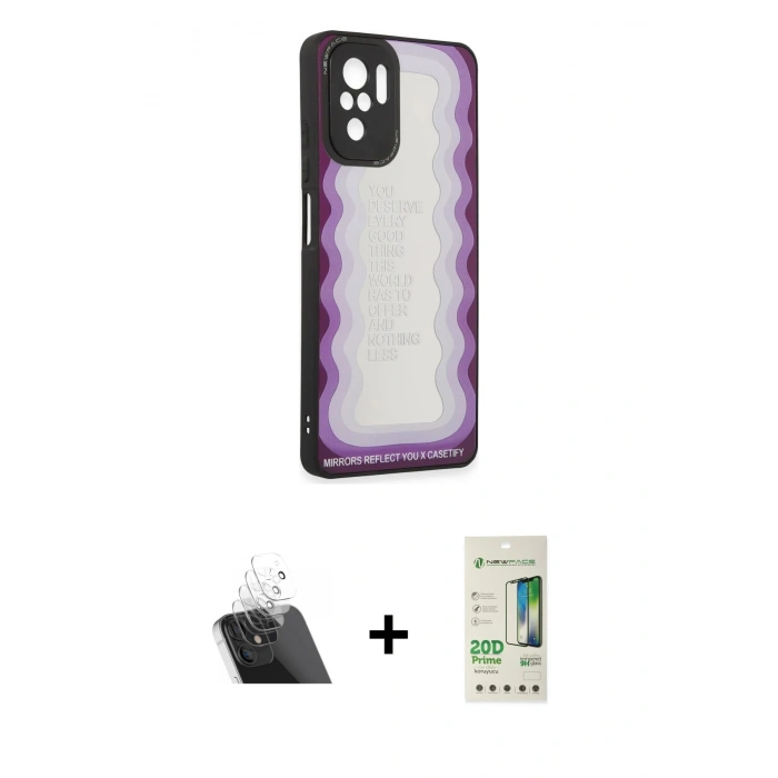 MARSİLYAN™- Redmi Note 10 Kılıf Odak Klasik Serisi - Siyah 20D Premium Cam Ekran Koruyucu + Kamera Lens Koruma Cam - SF