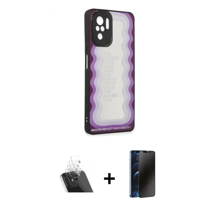 MARSİLYAN™- Redmi Note 10 Kılıf Odak Klasik Serisi - Siyah 3D Antistatik Hayalet Cam Ekran Koruyucu + Kamera Lens Koruma Cam - SF