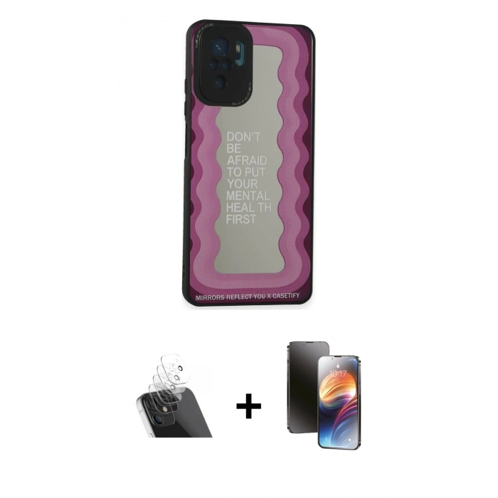 MARSİLYAN™- Redmi Note 10 Kılıf Odak Klasik Serisi - Siyah 3D Antistatik Mat Seramik Nano Ekran Koruyucu + Şeffaf Kamera Lens Koruma Cam