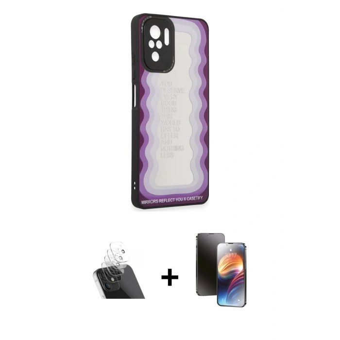 MARSİLYAN™- Redmi Note 10 Kılıf Odak Klasik Serisi - Siyah 3D Antistatik Mat Seramik Nano Ekran Koruyucu + Şeffaf Kamera Lens Koruma Cam