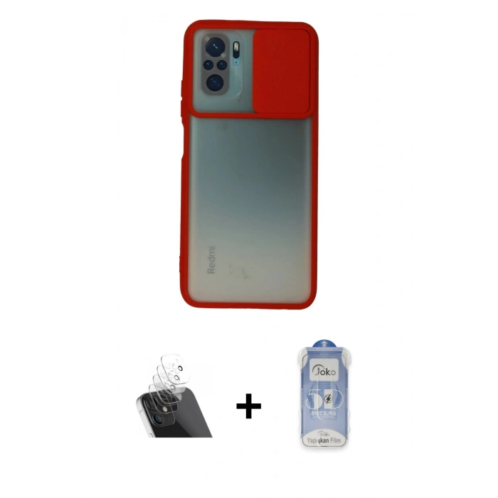MARSİLYAN™- Redmi Note 10 Kılıf Vadi Çizgi - Şeffaf Joko Magic 5D Cam + Kamera Lens Koruma Cam - SF