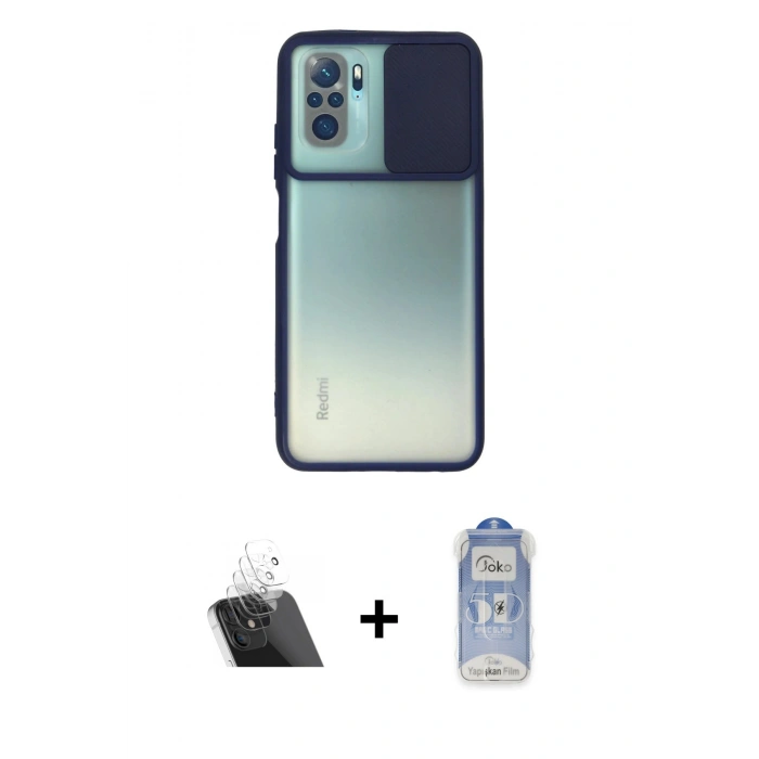 MARSİLYAN™- Redmi Note 10 Kılıf Vadi Çizgi - Şeffaf Joko Magic 5D Cam + Kamera Lens Koruma Cam - SF