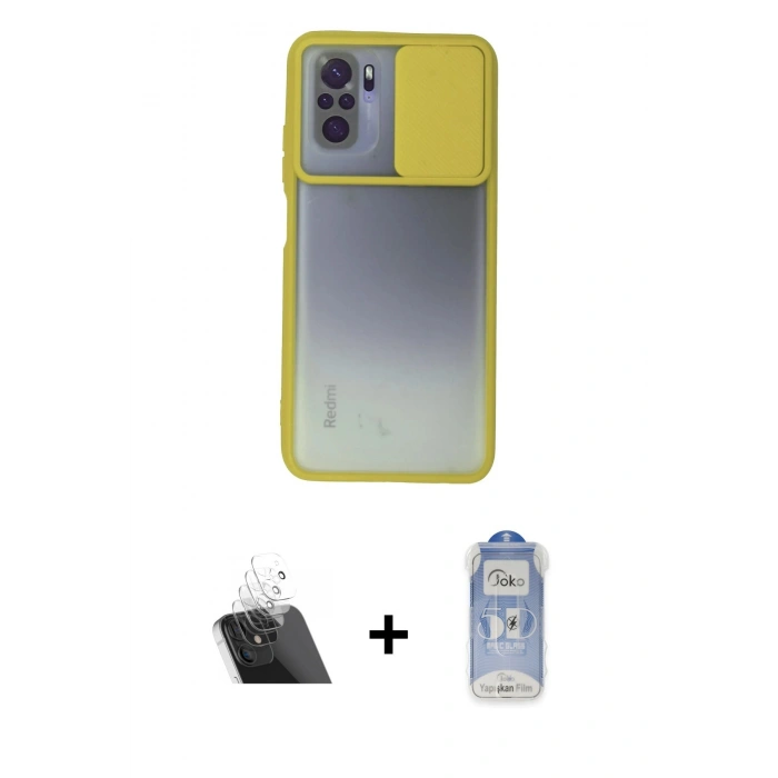 MARSİLYAN™- Redmi Note 10 Kılıf Vadi Çizgi - Şeffaf Joko Magic 5D Cam + Kamera Lens Koruma Cam - SF
