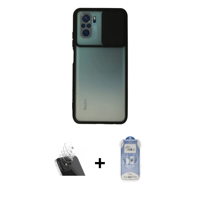 MARSİLYAN™- Redmi Note 10 Kılıf Vadi Çizgi - Şeffaf Joko Magic 5D Cam + Kamera Lens Koruma Cam - SF