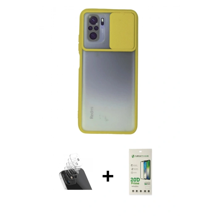 MARSİLYAN™- Redmi Note 10 Kılıf Vadi Çizgi - Siyah 20D Premium Cam Ekran Koruyucu + Kamera Lens Koruma Cam - SF