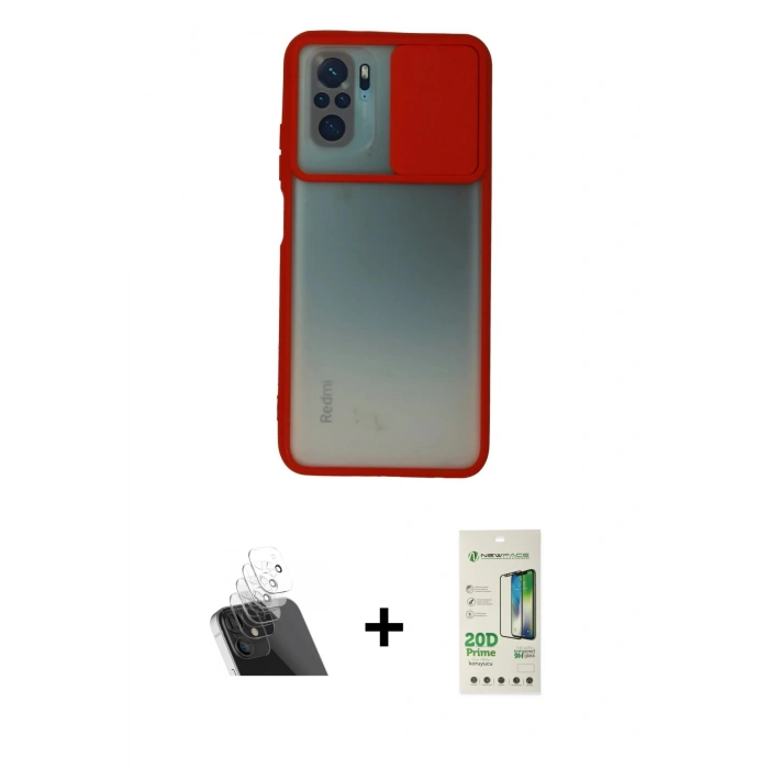 MARSİLYAN™- Redmi Note 10 Kılıf Vadi Çizgi - Siyah 20D Premium Cam Ekran Koruyucu + Kamera Lens Koruma Cam - SF