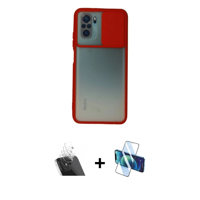 MARSİLYAN™- Redmi Note 10 Kılıf Vadi Çizgi - Siyah 3D Antistatik Cam Ekran Koruyucu + Şeffaf Kamera Lens Koruma Cam