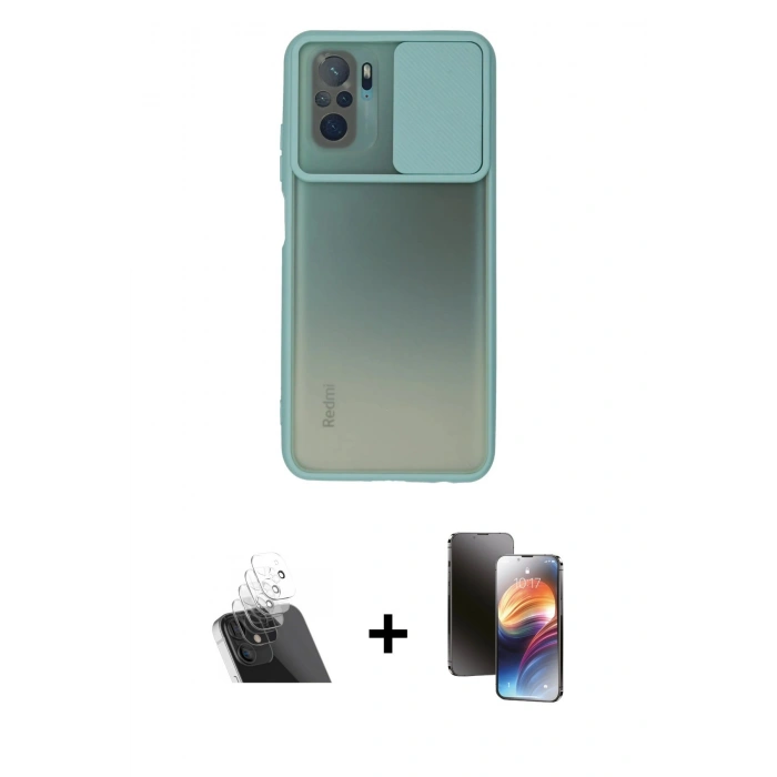 MARSİLYAN™- Redmi Note 10 Kılıf Vadi Çizgi - Siyah 3D Antistatik Mat Seramik Nano Ekran Koruyucu + Kamera Lens Koruma Cam - SF