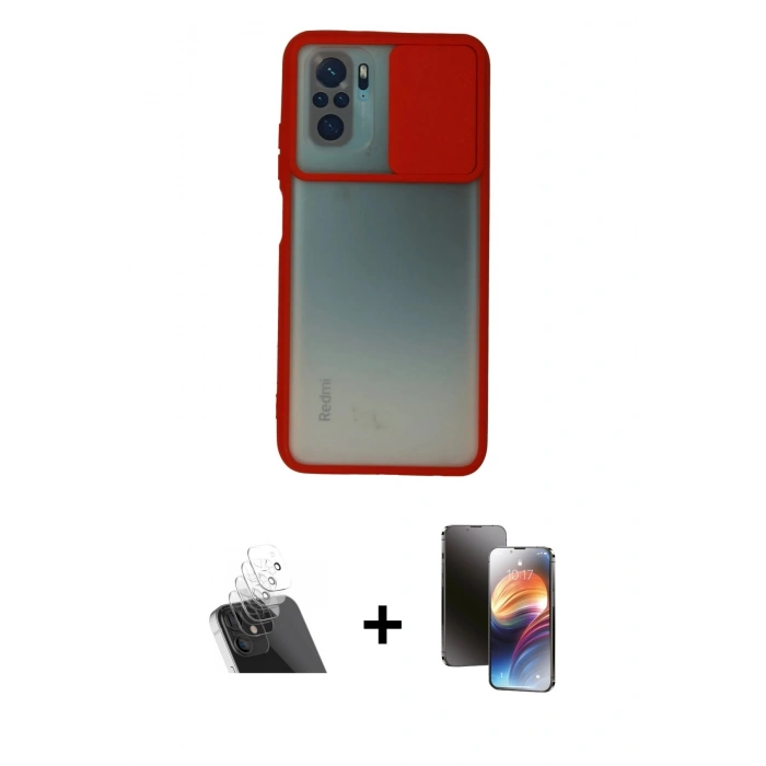 MARSİLYAN™- Redmi Note 10 Kılıf Vadi Çizgi - Siyah 3D Antistatik Mat Seramik Nano Ekran Koruyucu + Kamera Lens Koruma Cam - SF